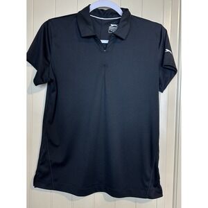 Slazenger Golf Active Tennis Women's Short Sleeve Zippered Polo, black sz M GUC